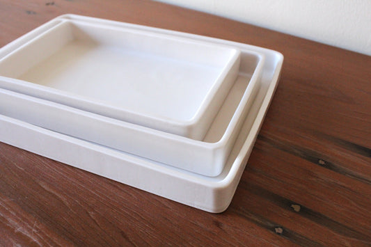 Rectangle Ceramic Nesting Trays | White Porcelain