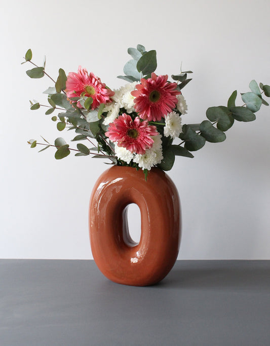 Ceramic Vase | Letter O |Terra-cotta