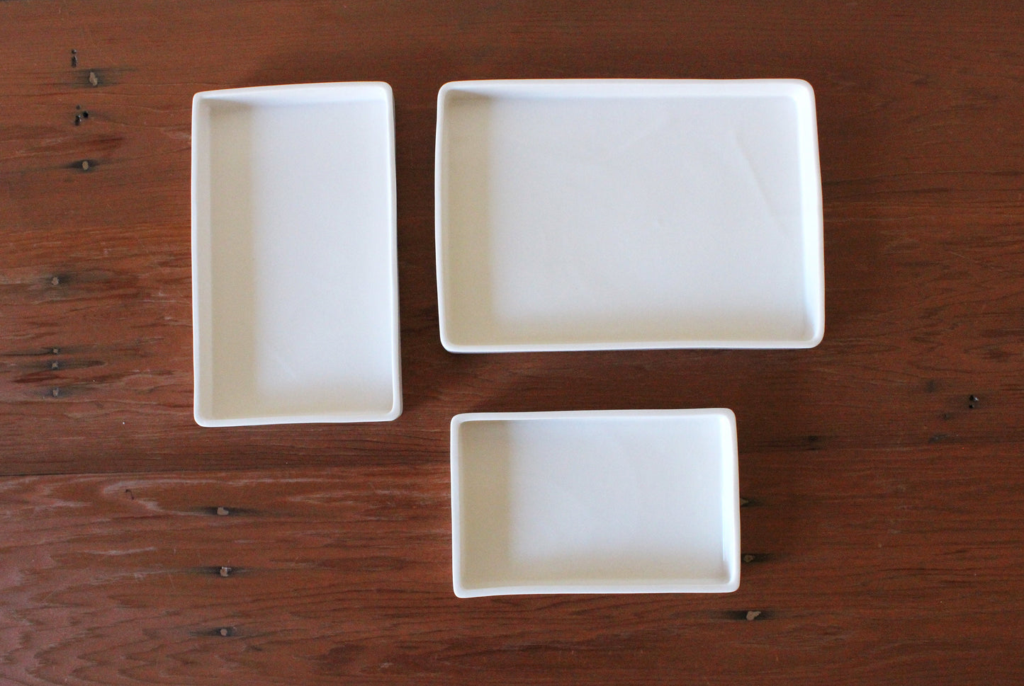 Rectangle Ceramic Nesting Trays | White Porcelain