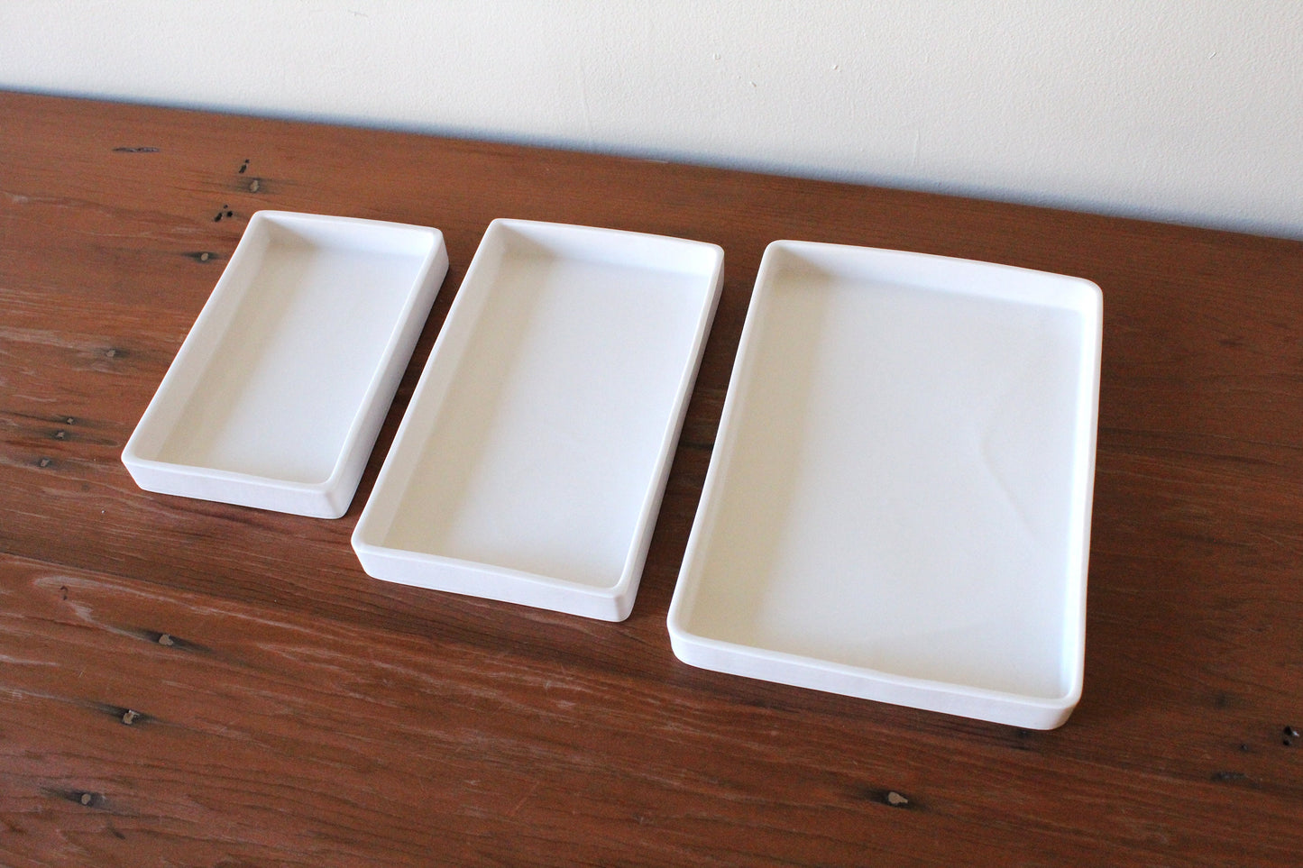 Rectangle Ceramic Nesting Trays | White Porcelain