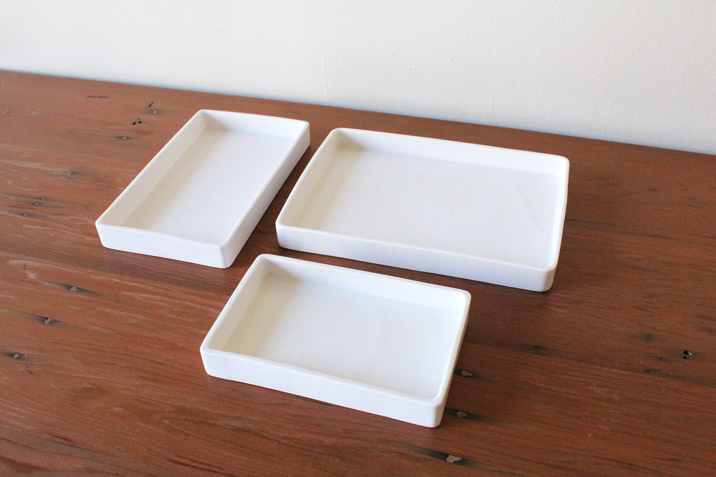 Rectangle Ceramic Nesting Trays | White Porcelain